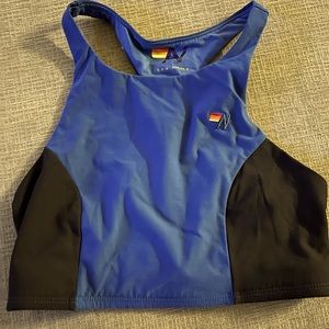 Aviator Nation COLOR BLOCK RACER SPORTS BRA - ROYAL size small